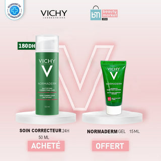 VICHY NORMADERM SOIN CORRECTEUR ANTI-IMPERFECTIONS HYDRATATION 24H = Normaderm GEL 15 ML OFFERT