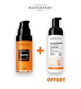 NOVEXPERT GLOWING SKIN DUO BOX سيروم معزز للتوهج مع فيتامين C 30 مل + رغوة فلاش متوهجة 40 مل