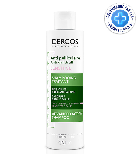 Vichy Dercos Shampooing traitant Antipelliculaire Sensitive – Sans sulfate – 200 ml