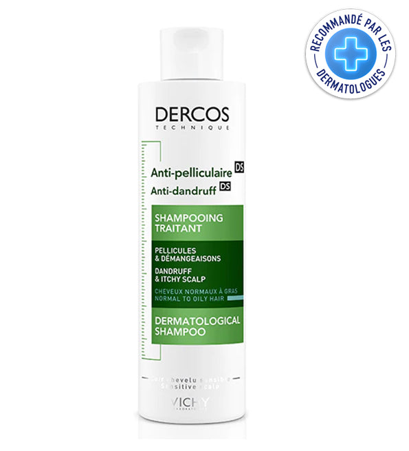 Vichy Dercos Shampooing traitant Antipelliculaire – Cheveux Normaux à Gras – 200 ml