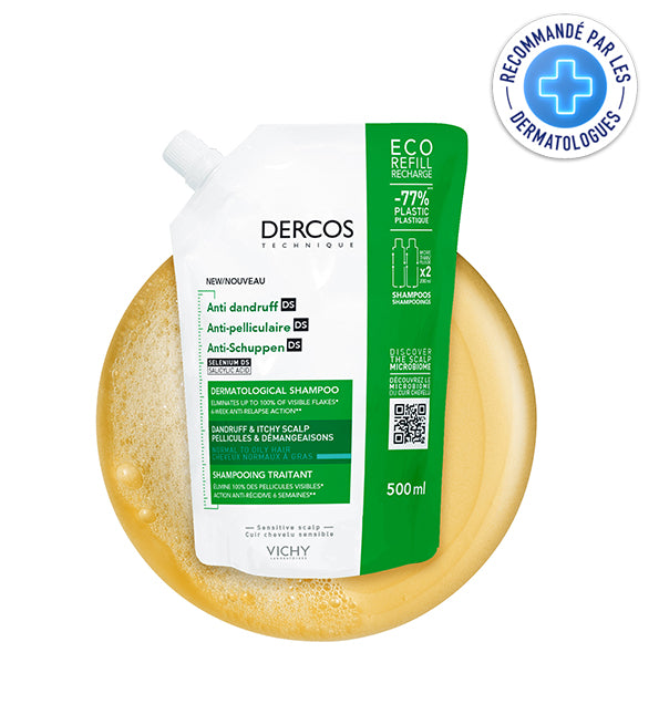 VICHY DERCOS TECHNIQUE ECO-RECHARGE SHAMPOOING ANTIPELLICULAIRE DS - CHEVEUX NORMAUX A GRAS 500ML