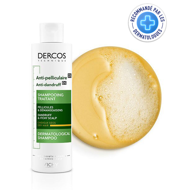 Vichy Dercos Shampooing Antipelliculaire – Cheveux Secs – 200 ml = Shampooing 50ml OFFERT