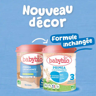 BABYBIO – LAIT BIO INFANTILE PRIMEA CROISSANCE 3 POUR BEBE DE 10 A 36 MOIS 800G