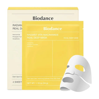BIODANCE PACK RADIANT VITA NIACINAMIDE REAL DEEP MASK 4 UNITÉS