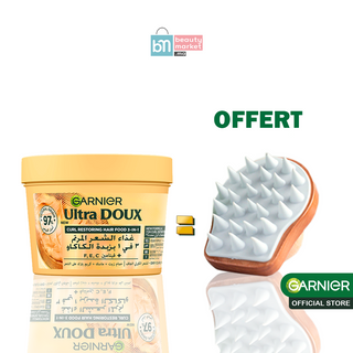 Garnier Ultra Doux Hair Food Masque au beurre de cacao pour cheveux bouclés – 390ml = Scalp OFFERT