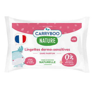 CARRYBOO NATURE LINGETTES DERMO SENSITIVES SANS PARFUMS 58 UNITES