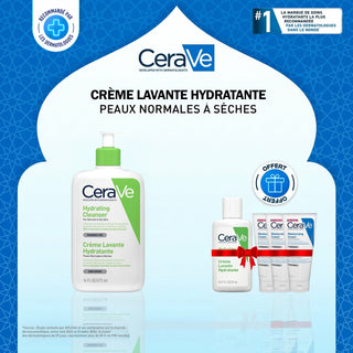 Cerave Crème Lavante Hydratante 473 ml = 3 Baume hydratant 15 ML + Creme lavante 20ml offerts