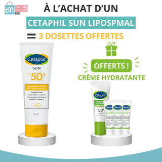 CETAPHIL SUN LOTION SPF50+ 100ML = 3 CREME HYDRATANTE 30 ML + BAUME A LEVRES 8ML OFFERTS
