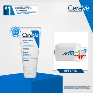 Cerave baume hydratant nourrissant peau sèche à très sèche 177ml = Creme lavant 20ML+ Baume 5ML + Trousse OFFERTSS