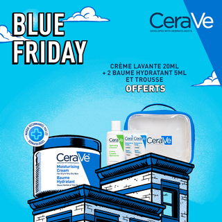 Cerave baume hydratant – 340 g = Creme lavante 20ml + 2 Baume hydratante 5ml + Trousse OFFERTS