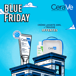 Cerave crème hydratante visage pm– 52 ml = Creme lavante 20ml + Trousse OFFERTS