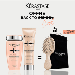 Kérastase Curl Manifesto – Duo Bain Hydratation Douceur 250 ml + Crème de Jour Fondamentale 150 ml = = MINI BROSSE DE SAC OFFERTE