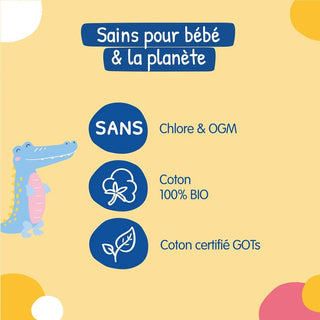 CARRYBOO CARRÉS MAXI DE COTON 100% BIO 70 UNITÉS