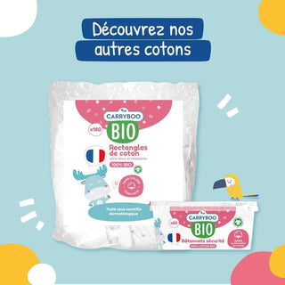 CARRYBOO CARRÉS MAXI DE COTON 100% BIO 70 UNITÉS