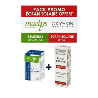 Maelys Sélénium Organique Vitamines A, C & E – 60 Gélules = OXYSKIN Éclat du Jour SPF50 Offert