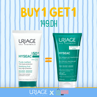 Uriage hyseac fluid spf50 50ml = gel nettoyant 50ml offert