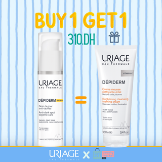 Uriage Duo Pack Dépiderm Soin de Jour Anti-Taches SPF50 30ml = Crème Mousse Nettoyante 100ml Offerte
