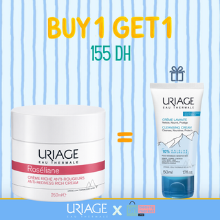 Uriage Roséliane Crème Riche Anti-Rougeurs 50 ml = Crème Lavante 50 ml Offerte