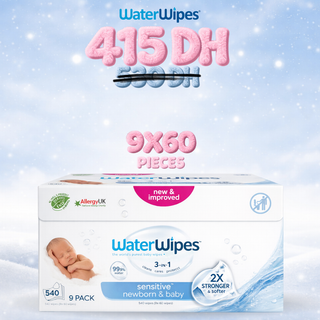 WaterWipes – Pack Lingettes Bébé -9x60 Pièces