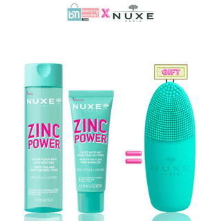 NUXE Zinc Power Fluide Matifiant 40ml + Lotion Purifiante 200ml = Brosse Nettoyante Offerte