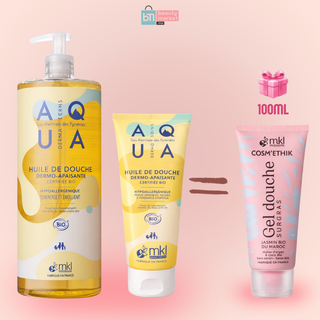 MKL Aqua Huile de Douche Dermo-Apaisante 1L + 100ml = Gel Douche Surgras Jasmin 100ml Offert