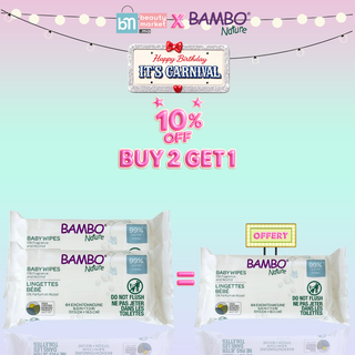 Bambo Nature Lingettes 99% Eau – Sachet de 64 Lingettes x2= 1 Lingettes Offert