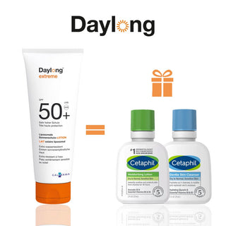 Daylong Extrême Lait Solaire Liposomal Spf50 100ml = Lotion 29ML +  skin cleanser 29 ML OFFERTS