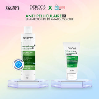 Vichy Dercos Shampooing traitant Antipelliculaire Cheveux Normaux à Gras – 200 ml = format voyage de 50 ml