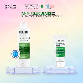 Vichy Dercos Shampooing traitant Antipelliculaire Cheveux Normaux à Gras – 200 ml = format voyage de 50 ml