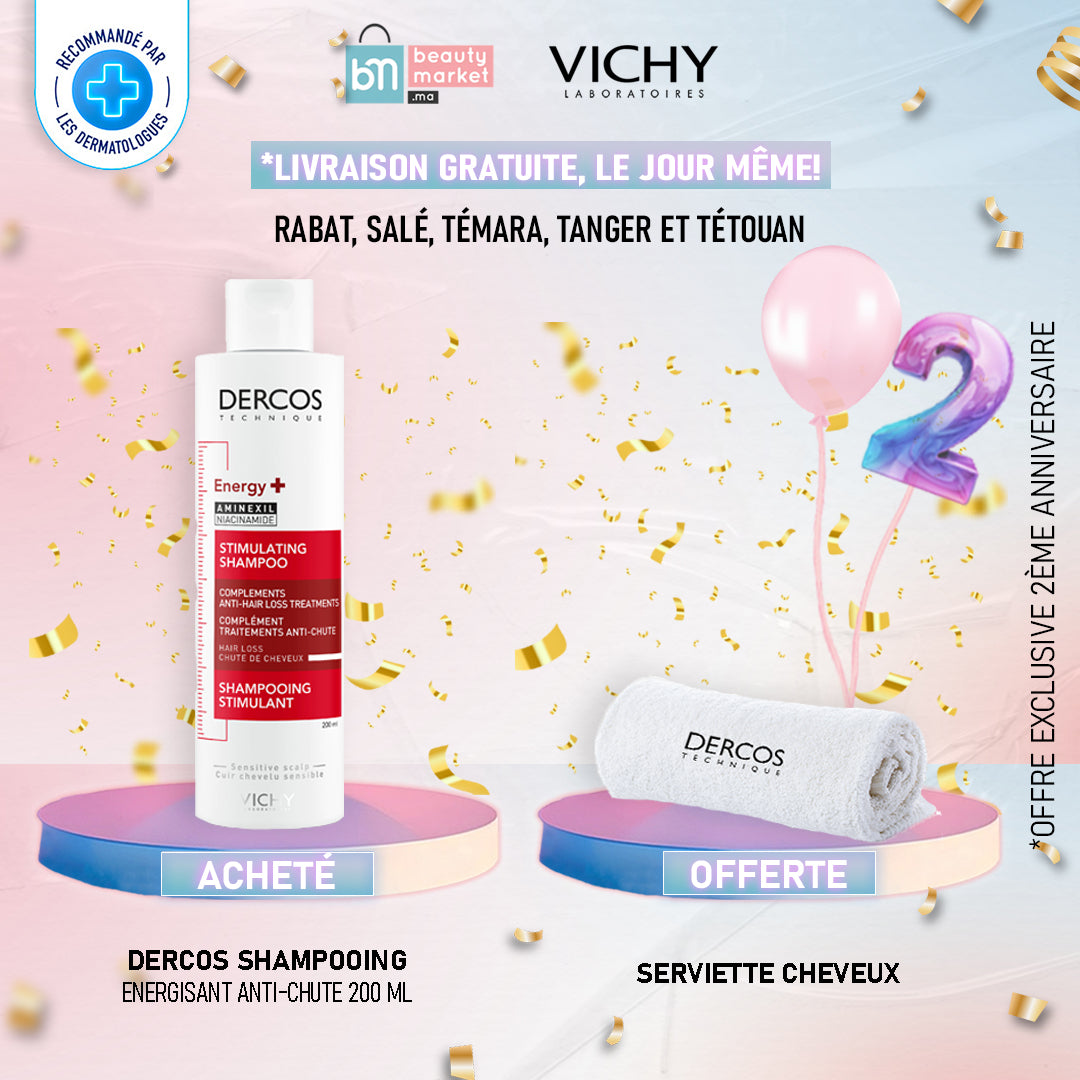 Vichy Dercos Shampooing Energisant + Anti-chute – 200 ml = serviette cheveux OFFERTE