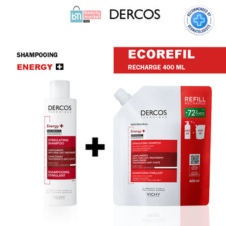 Vichy Dercos شامبو منشط + مضاد لتساقط الشعر – 200 مل + حجم سفر 50 مل + منشفة