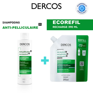 VICHY DERCOS PACK SHAMPOOING ANTIPELLICULAIRE CHEVEUX NORMAUX À Gras
