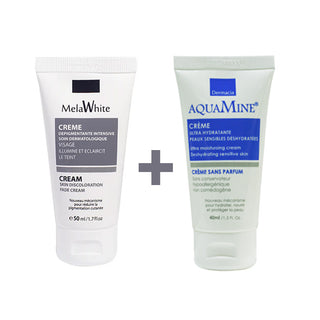 DERMACIA AQUAMINE CREME ULTRA HYDRATANTE 40 ML + MELAWHITE CRÈME DÉPIGMENTANTE 40 ML
