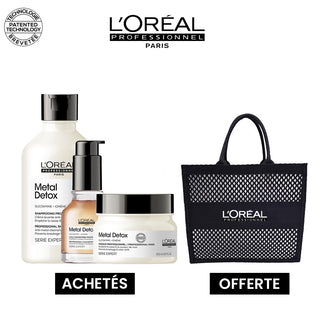 L'oreal Professionnel PACK Metal Detox Shampooing 300ml + Masque 250ml + HUILE CONCENTRE 50 ML = TOTE BAG OFFERT