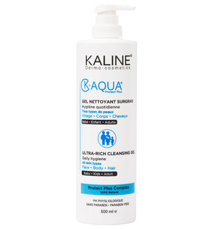 KALINE K-Aqua Gel Nettoyant Surgras 500ml – nettoyant doux visage, corps et cheveux, hydratant et protecteur, parapharmacie Beautymarket Maroc