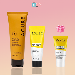 ACURE Brightening Facial Scrub 118ml + Crème de Jour Éclaircissante 50ml = Cleansing Gel 30ML Offert