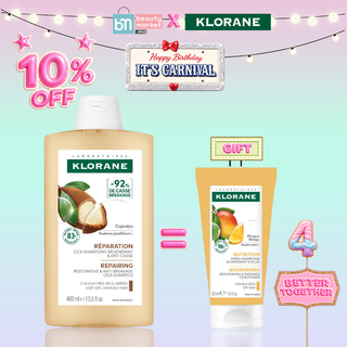 Klorane Cupuaçu Cica-Shampoing Réparateur Anti-Casse 400ml = Après-Shampoing Mangue 50ml Offert