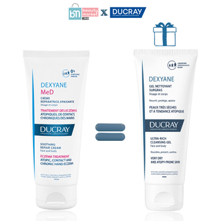 Ducray Dexyane MeD Crème réparatrice apaisante 100 ml = Dexyane Gel Nettoyant Surgras Visage et Corps 100 ml Offert