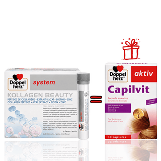 Pack Doppelherz Kollagen Beauty 30 flacons = Capilvit 30 capsules offert