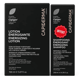 CAPIDERMA Lotion Énergisante 150 ml = Shampooing Énergisant Anti-Chute 200 ml Offert