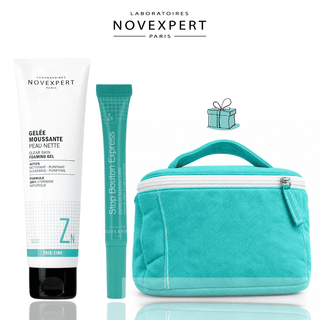 Novexpert Pack Trio-Zinc Stop Bouton Express 7 ml + Gelée Moussante Peau Nette 150 g = Trousse Offerte