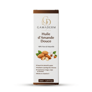 Gamaderm Huile d’Amande Douce 100% Pure et Naturelle – Visage, Corps et Cheveux – 50 ml