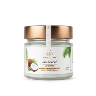 Gamaderm Huile de Noix de Coco – Soin Nourrissant Visage, Corps et Cheveux – 200 ml