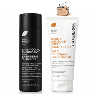Pack Capiderma Shampoing Énergisant 200 ml avec Baume Démêlant 200 ml offert, duo de soins capillaires