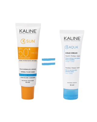 Kaline pack K-Sun écran solaire Invisible Peaux  Normale a seche spf 50 = k.aqua Cold Creme Offert