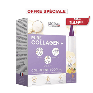Eric Favre Pure Collagen+ Formule Liquide Pêche Citron 10x15 ml – collagène marin beauté peau, parapharmacie Eric Favre Maroc