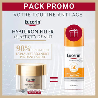 EUCERIN PACK HYALURON-FILLER + ELASTICITY SOIN DE NUIT = PHOTOAGING CONTROL FLUID SPF 50 OFFERT