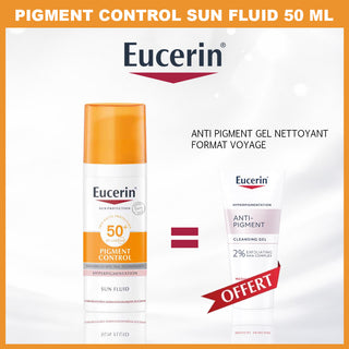 EUCERIN SUN PIGMENT CONTROL FLUID SPF50+ 50 ML = ANTI PIGMENT GEL NETTOYANT 20 ML OFFERT