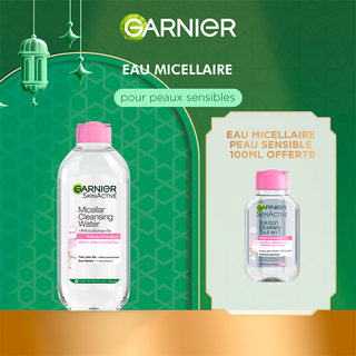 GARNIER Solution Micellaire Tout en 1 Peaux Sensibles 400ML = 100ml  Solution Micellaire OFFERTE