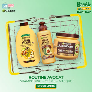 Garnier Routine Ultra Doux Hair Avocat Shampooing 200ml + Remedy Masque 340ml + Crème Sans Rinçage 200ml